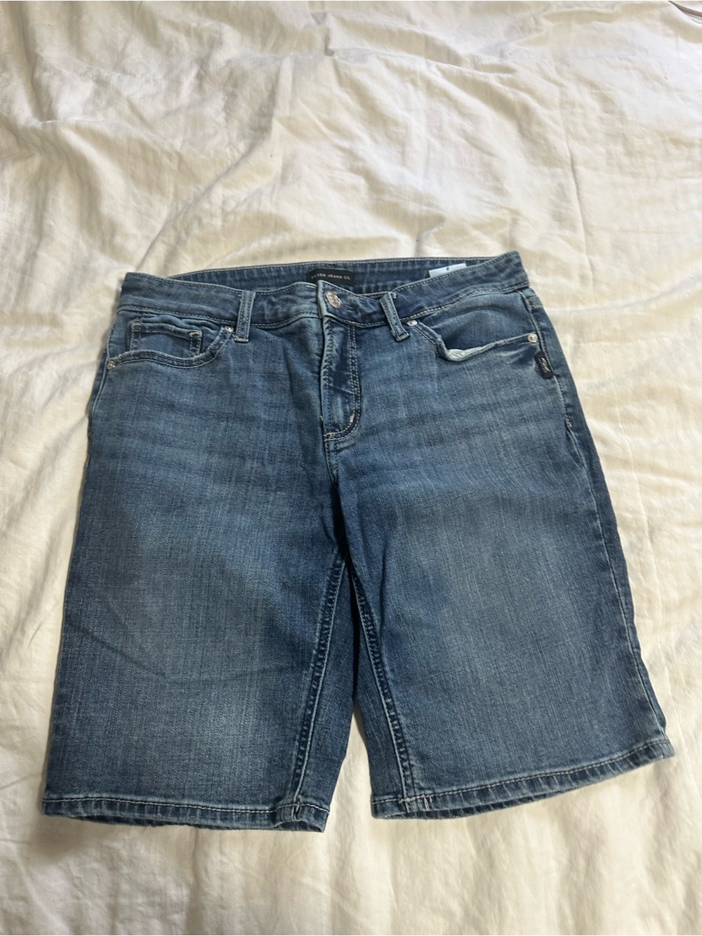 Silver Jeans Women's Blue Denim Mid-Length Shorts